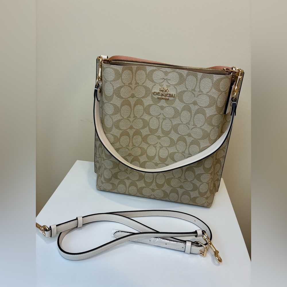 Coach Mollie Bucket Bag In Signature Canvas Gold Ligh Khaki Chalk - Picture 4 of 9